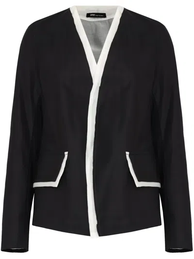 Uma Raquel Davidowicz Collarless Distressed-trim Jacket In Black