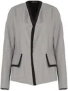 Uma Raquel Davidowicz Collarless Distressed-trim Jacket In Grey