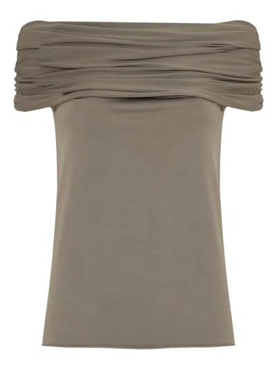 Uma Raquel Davidowicz Cowl-neck Draped Top In Gray