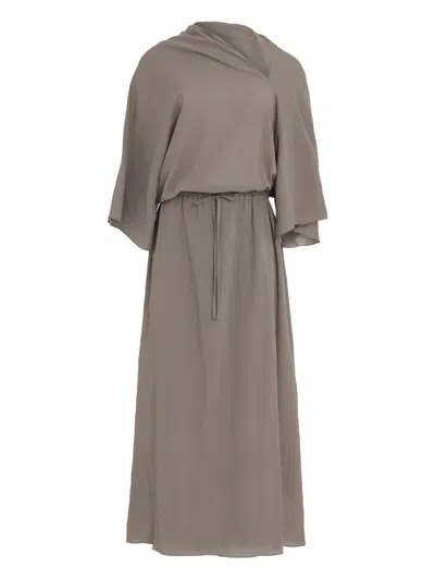 Uma Raquel Davidowicz Cowl-neck Drawstring-waistband Maxi Dress In Green