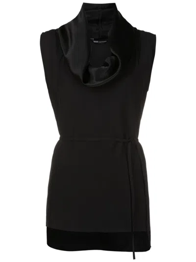 Uma Raquel Davidowicz Cowl-neck Tie-waist Blouse In Black