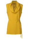 Uma Raquel Davidowicz Cowl-neck Tied-waist Blouse In Yellow