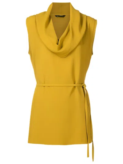 Uma Raquel Davidowicz Cowl-neck Tied-waist Blouse In Yellow