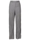 Uma Raquel Davidowicz Crinkled-finish High-waisted Trousers In Grey