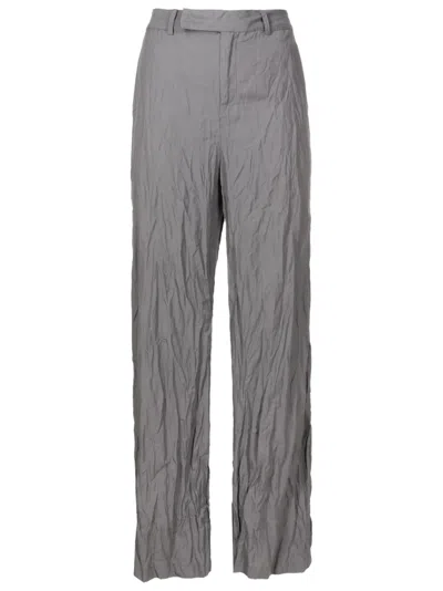 Uma Raquel Davidowicz Crinkled-finish High-waisted Trousers In Grey