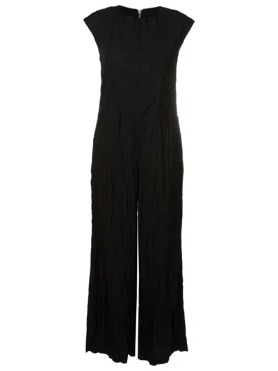 Uma Raquel Davidowicz Crinkled-finish Wide-leg Jumpsuit In Black