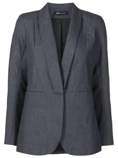 Uma Raquel Davidowicz Crinkled Shawl-lapels Blazer In Black