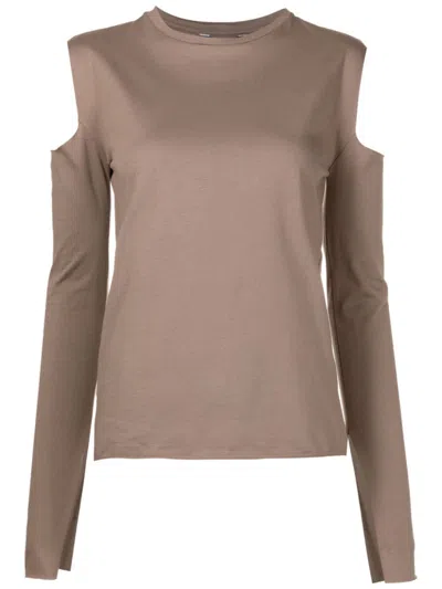 Uma Raquel Davidowicz Cut-out Long-sleeve T-shirt In Neutrals