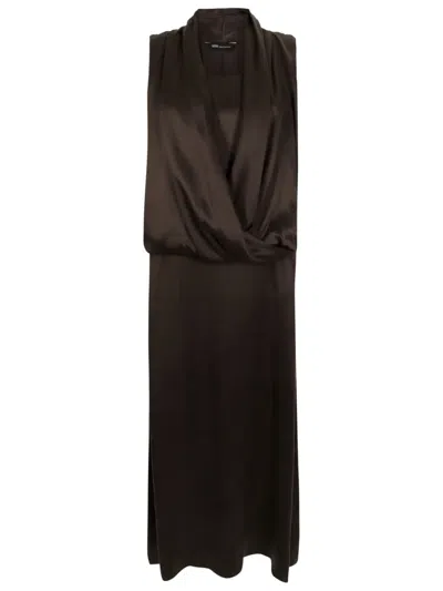 Uma Raquel Davidowicz Draped-detail Silk Dress In Brown