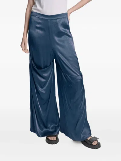 Uma Raquel Davidowicz Draped Wide-leg Trousers In Blue