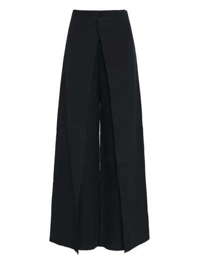 Uma Raquel Davidowicz Dvd Wrap-front Wide-leg Trousers In Black