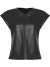 Uma Raquel Davidowicz Flutter-sleeve Leather Top In Black