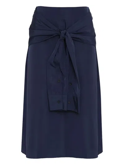 Uma Raquel Davidowicz Formula Tie-front Shirt-detail Midi Skirt In Blue