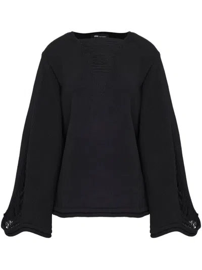 Uma Raquel Davidowicz Frayed-effect Knit Top In Black