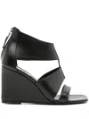 Uma Raquel Davidowicz Game 100mm Leather Wedge Sandals In Black