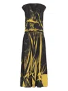 Uma Raquel Davidowicz Leaf-print Drawstring Dress In Yellow