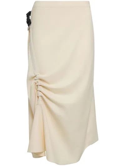 Uma Raquel Davidowicz Leather-belt Midi Skirt In Neutrals