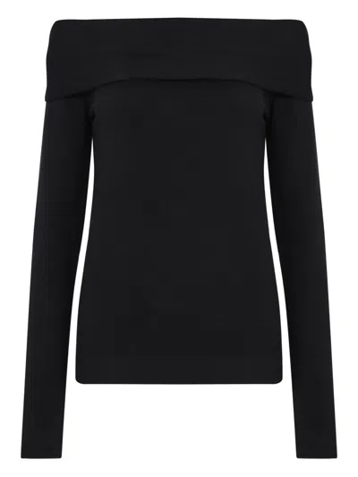 Uma Raquel Davidowicz Ribbed Off-shoulder Sweater In Black