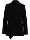 Uma Raquel Davidowicz Ruffle-detail Single-breasted Blazer In Black