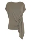 Uma Raquel Davidowicz Side-drape Short-sleeve Top In Gray