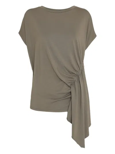 Uma Raquel Davidowicz Side-drape Short-sleeve Top In Gray