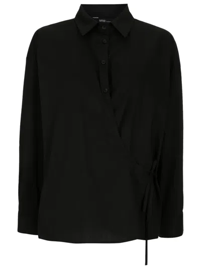 Uma Raquel Davidowicz Side-tie Polo Top In Black