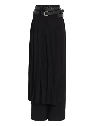 Uma Raquel Davidowicz Skirt-panel Straight-leg Trousers In Black