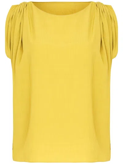 Uma Raquel Davidowicz Sleeveless Draped Top In Yellow