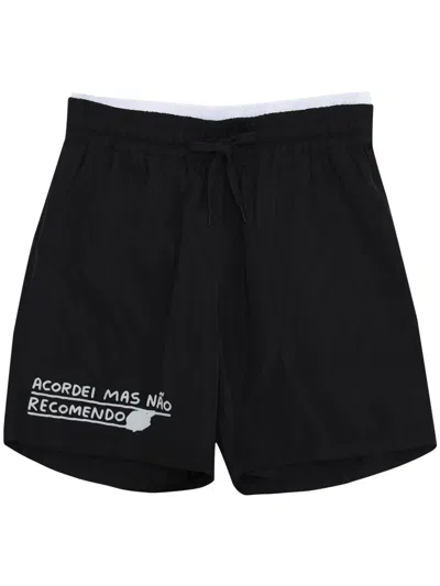Uma Raquel Davidowicz Slogan-print Track Shorts In Black