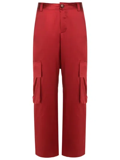 Uma Raquel Davidowicz Straight-leg Silk Cargo Trousers In Red