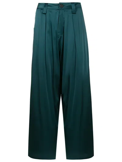 Uma Raquel Davidowicz Straight-leg Silk Trousers In Green