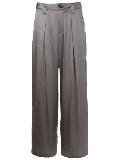 Uma Raquel Davidowicz Straight-leg Silk Trousers In Grey