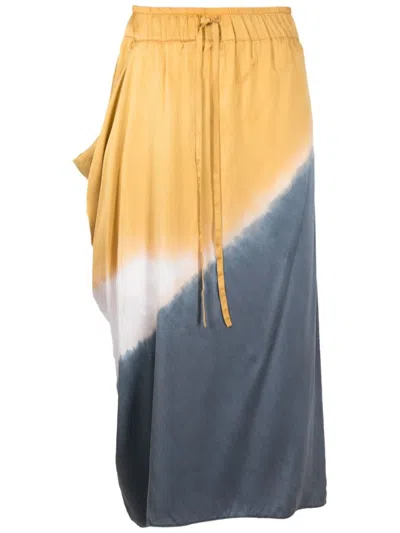 Uma Raquel Davidowicz Tie-dye Print Silk Skirt In Yellow