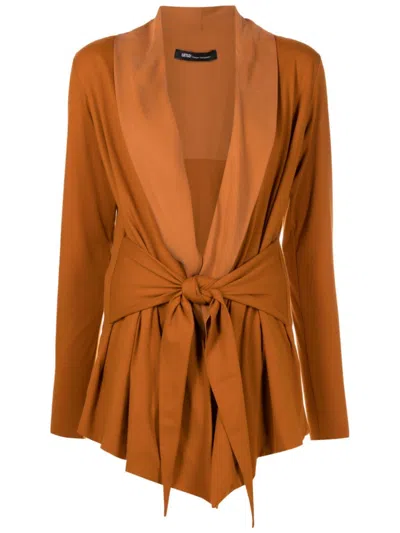 Uma Raquel Davidowicz V-neck Long-sleeve Cotton Cardigan In Brown