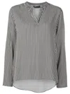 Uma Raquel Davidowicz Vertical-stripe Split-neck Blouse In Black