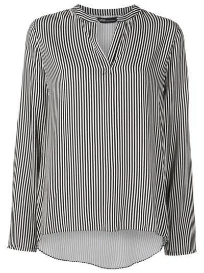 Uma Raquel Davidowicz Vertical-stripe Split-neck Blouse In Black