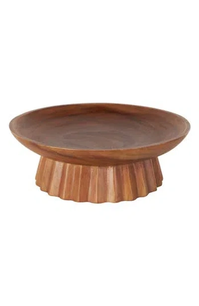 Uma Scalloped Wooden Decorative Bowl In Brown