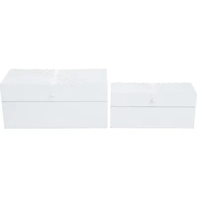 Uma Set Of 2 Contemporary Wood Boxes In White