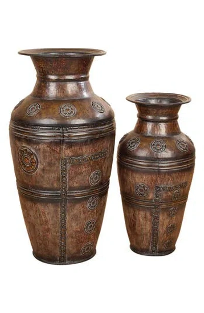 Uma Set Of 2 Floor Vases In Brown