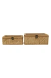 Uma Set Of 2 Natural Rattan Boxes In Brown