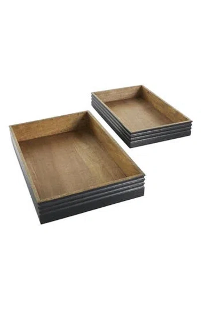Uma Set Of 2 Wooden Trays In Gray