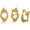 Uma Set Of 3 Contemporary Porcelain Statues In Gold