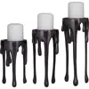 Uma Set Of 3 Melting Wax Pillar Candleholders In Black