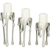 Uma Set Of 3 Melting Wax Pillar Candleholders In Silver