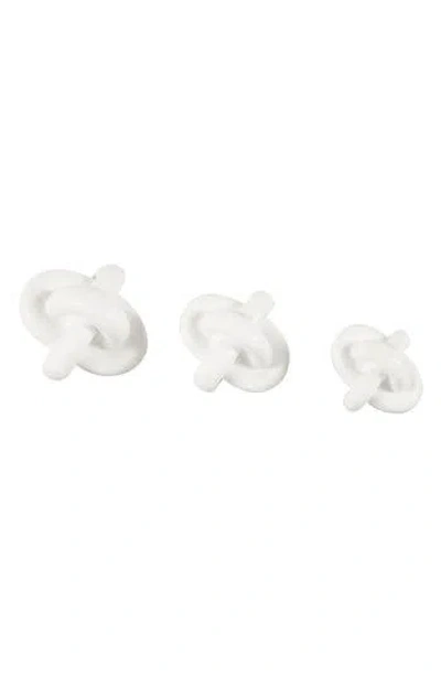 Uma Set Of 3 Modern Knot Sculptures In White
