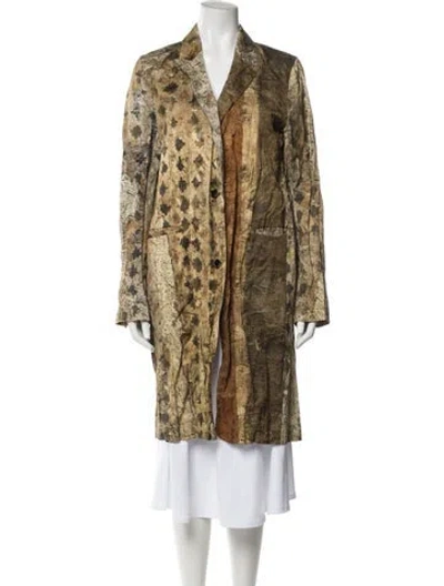 Pre-owned Uma Wang 2024 Animal Print Faux Fur Coat In Green