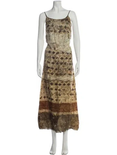 Pre-owned Uma Wang 2024 Long Dress In Brown