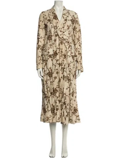 Pre-owned Uma Wang 2025 Floral Print Coat W/ Tags In Neutrals