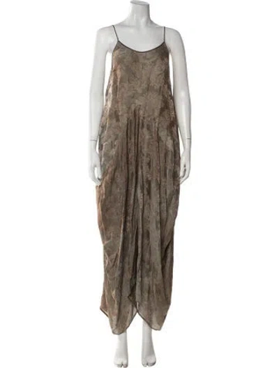 Pre-owned Uma Wang 2025 Long Dress In Brown