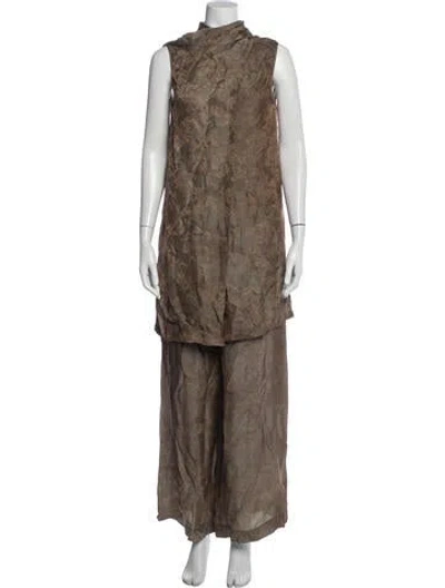 Pre-owned Uma Wang 2025 Patterned Pant Set In Brown